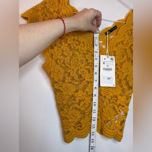 Zara Yellow Lace Top – Size M (NWT) - Picture 7 of 7